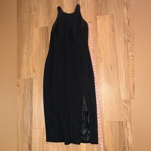 Tahari Black High-Slit Maxi Dress Criss Cross Back design